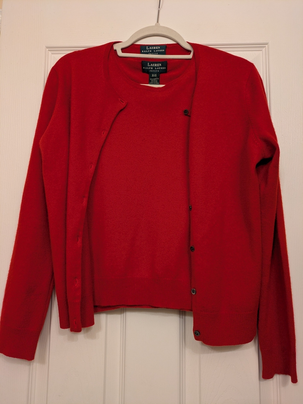 Lauren Ralph Lauren Women's Red Cashmere Cardigan 2-piece Set